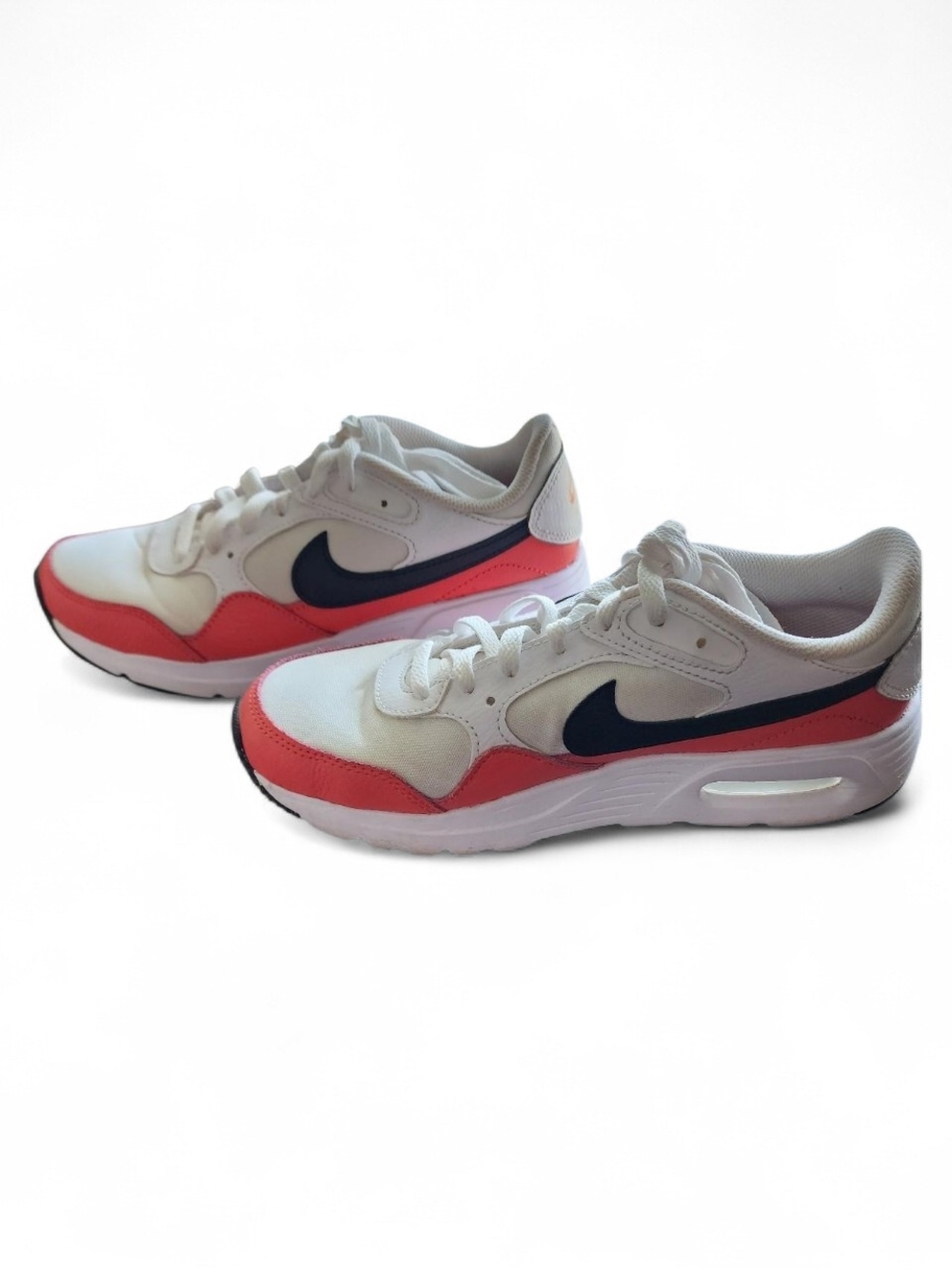Nike Air Max Style White & Coral Sneakers with Black Swoosh